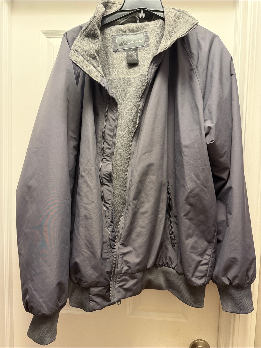 Colorado Men's Windbreaker Jacket in Gray with Fleece Lining